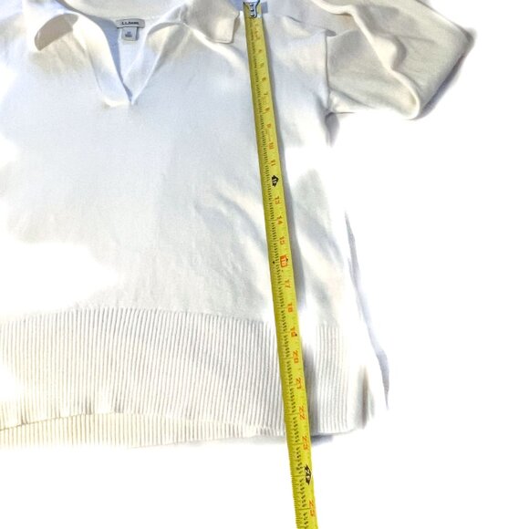 L.L. Bean Cotton/Cashmere Polo Collared Sweater Extra Small Sea Salt - Picture 8 of 10